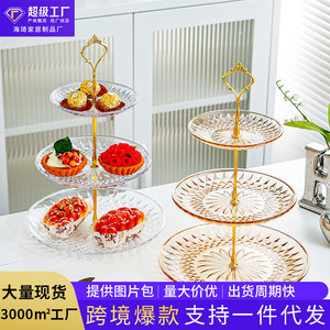 Soporte transparente de tres niveles para postres, plato de plástico de varias capas para servir pasteles en fiestas. - Product Image 5