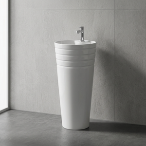 Glossy Rectangle Ceramic Wash Basin Pedestal Set Premium Bathroom Sink Wall Fixed Full Pedestal Lavabo - Product Image 6