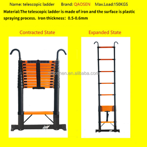 Échelle télescopique en fer améliorée 3,2 m/3,8 m, prix abordable, pour usage domestique, pliable 30 cm avec crochet, barre stabilisatrice en acier, marche - Product Image 4
