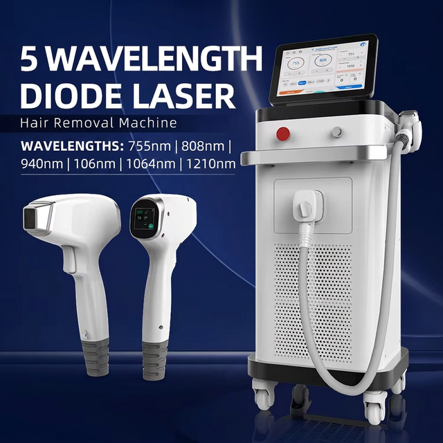 2026 Newest Design 5 Wave 755nm 808nm 940nm 1064nm 1210nm Diode Laser Machine for All Hair Colors Permanent Removal