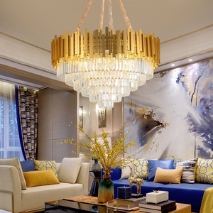 Lampadario Moderno in Cristallo Dorato, Lampada <span class=keywords><strong>a</strong></span> <span class=keywords><strong>Sospensione</strong></span> <span class=keywords><strong>LED</strong></span> di Lusso per Interni - Product Image 2