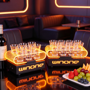 Plateau à shots en acrylique lumineux à LED pour 6 ou 12 verres, personnalisable avec logo, pour événements et décoration de lounge - Product Image 1