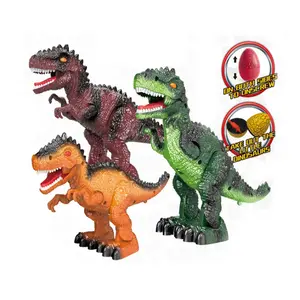 Lay mainan dinosaurus berjalan, Set mainan dinosaurus elektrik hadiah anak-anak