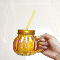 Mug en verre et métal en forme de melon, avec couvercle et paille, de qualité alimentaire, réutilisable, fait main, moderne, tendance, durable, coloré, vaisselle à boisson