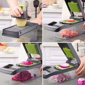 Hot Selling Smart <b>Kitchen</b> <b>Gadgets</b> Manual Madoline 12 in 1 Food Chopper Online Multi Functional Vegetable Cutter Slicer - Product Image 3