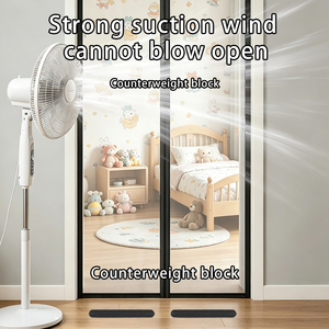 Moustiquaire magnétique en fibre de verre noire durable avec fixation auto-agrippante sans perçage pour rideau de séparation intérieur - Product Image 2