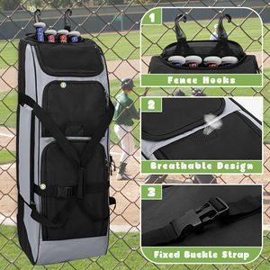 Sac de softball à roulettes avec compartiment pour chaussures, sac de baseball à roulettes - Product Image 5