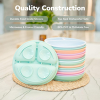 Plaques de bébé en silicone de conception divisée incassable 100% plaques d'aspiration en silicone avec couvercles pour bébés et tout-petits
