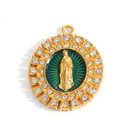SUMMLY Großhandel Öltropfen DIY Kreuz Jungfrau Maria Zirkon Anhänger 18K Vergoldeter Edelstahl Charms Modeschmuck