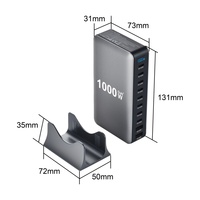 Bloc chargeur USB-C 1000W, station de charge multiport USB-C 10 ports, chargeur mural de bureau PD140W 100W GaN pour iPhone 17 Samsung