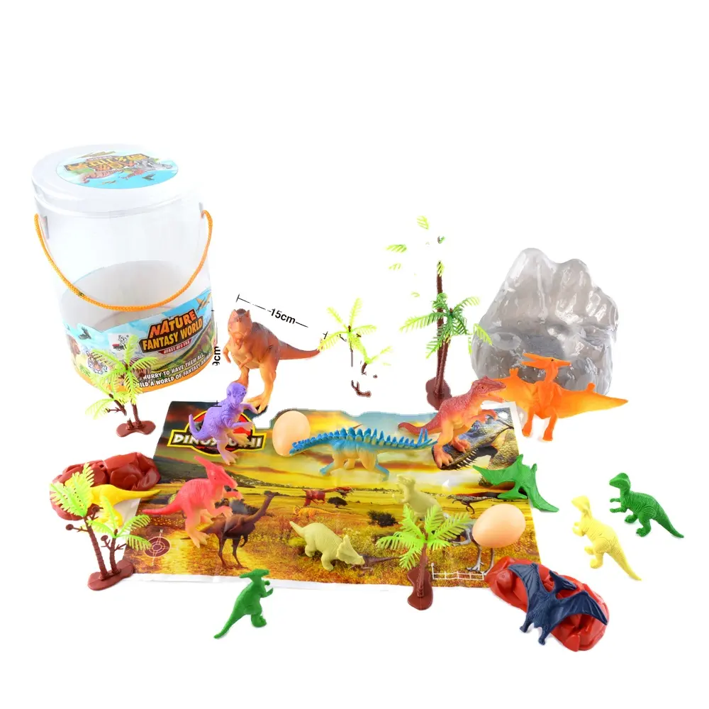 דינוזאור PVC דלי פלסטיק מיני צעצוע של הגדר לילדים diy
