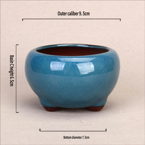 Mini Macetas de Cerámica Azul Palma <span class=keywords><strong>con</strong></span> Esmalte Morado, Pequeñas Macetas para Suculentas, Decoración para Plantas de Balcón y Hogar - Product Image 6