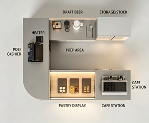 Aménagement de kiosque à café et de boulangerie sur mesure pour les centres commerciaux |   Solution de conception de comptoir de café en acier inoxydable pour la vente au détail - Product Image 4