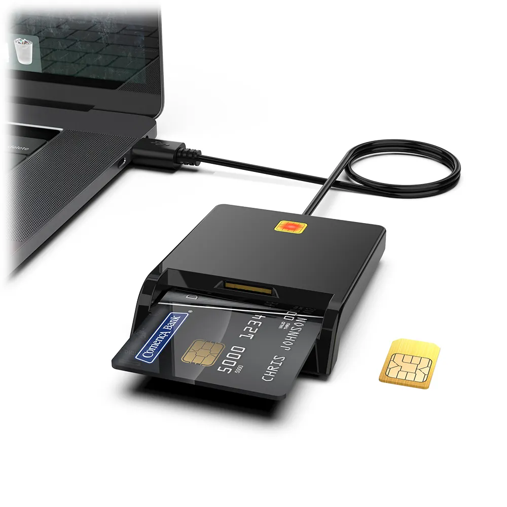 Ic id 스마트 카드 리더 샘 슬롯 USB 신용 카드 리더 라이터 sim 카드 리더