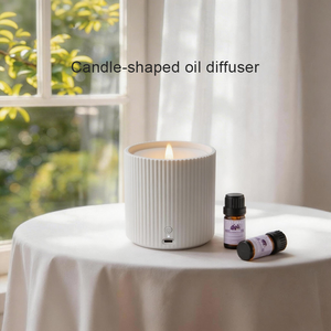 Özel Logo OEM Alevsiz Mum Şeklinde Yağ Difüzörü Sessiz Ultrasonik Buharlı Saf Yağ Difüzörü Oda Spa'sı için Pilli - Product Image 1
