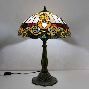 Longhuijing 16inch AC Powered LED Multicoloured European Flexible LOVE Stained Glass for Art Lampshade Table Lamp Lotus - Product Image 2