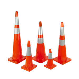 Cône de signalisation en caoutchouc haute visibilité de 36 pouces avec base noire Cône d'avertissement de circulation en PVC de 90cm - Product Image 3