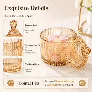 Barattolo Portaconfetti in Vetro Cristallo Vintage con Coperchio, Scatola Decorativa per Dolci, Contenitore Porta Gioielli, Bomboniera per Decorazioni Domestiche, Matrimoni e Feste - Product Image 4