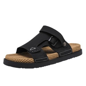 Sandales en cuir de luxe léger pour hommes, tendance, double usage, pantoufles décontractées à semelle souple antidérapante, chaussures d'été pour la conduite en extérieur - Product Image 5