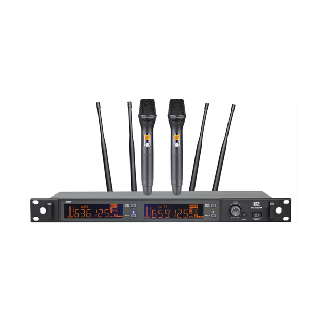 Professional UHF True Diversity Dual Handheld Wireless Microphone System for Stage Church