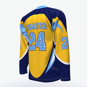 Cetak sublimasi Digital menerima desain kustom kemeja hoki es kustom Jersey hoki pakaian olahraga emas kemeja & Atasan Pria - Product Image 5