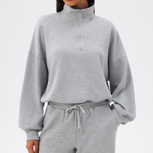 Women Half Zip Sweatshirt Pullover Hoodie Stand Collar Long Sleeve Crew Neck <b>Sweat</b> <b>Top</b> Custom Logo - Product Image 1