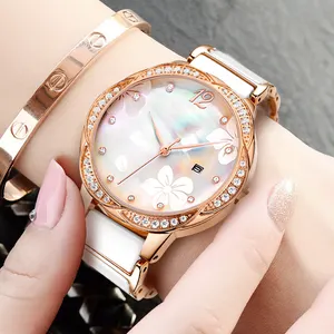 fashion luxury waterproof custom logo wholesale Stainless Steel Womens Watch Fashion Design luxury white ceramic lady watch