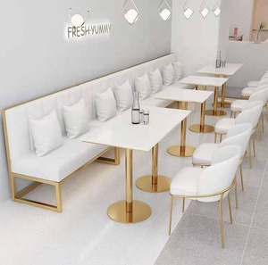 Ensemble Table et Chaises de <span class=keywords><strong>Restaurant</strong></span>, Mobilier Commercial Carré pour Fast-Food, Table de Salle à Manger en Marbre de Cuisine - Product Image 6