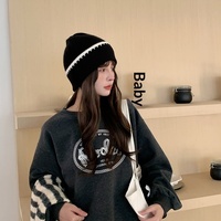 Bonnet en tricot 100 % coton à carreaux avec logo personnalisé, chaud et à revers, pour adultes (unisexe), idéal pour l'hiver et les températures froides, vente en gros