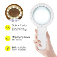Loupe portative 30x avec 12 lumières LED, loupe à double lentille éclairée pour bijoux, idéale pour la lecture des seniors et la réparation de montres