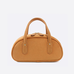 Elegant Velvet Boston Handbag with Two Top Handles Gold-Tone Zippers and PU Trim for Women Daily and Travel Use - Product Image 1