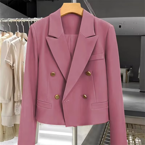 TKS 신상 숏 섹션 여성 가을 캐주얼 저렴한 블랙 여성 맞춤 제작 여성 정장 크롭탑 블레이저 - Product Image 4