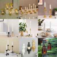 Venta al por mayor de 3/6 piezas de candelabros de hierro con base chapada, adornos para el hogar, centros de mesa, portavelas dorados para velas cónicas