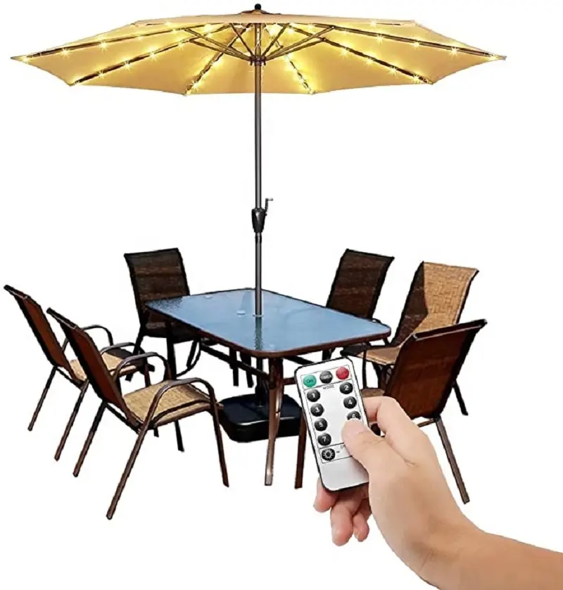 LED Umbrella Cordless Outdoor String Light Remote Control 8 Mode Battery Operated Waterproof for Patio Backyard Garden Decor