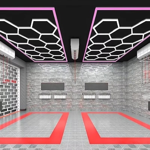 Plafonnier de <span class=keywords><strong>garage</strong></span> hexagonal Border 14, couleurs rouge, bleu, <span class=keywords><strong>vert</strong></span>, rose, pour atelier automobile, atelier, éclairage hexagonal en nid d'abeille - Product Image 5