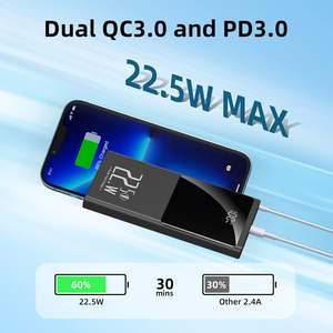 22.5W Chargeur rapide Affichage LED Power Bank 20000mAh <span class=keywords><strong>Batterie</strong></span> <span class=keywords><strong>externe</strong></span> portable pour iPhone pour appareils <span class=keywords><strong>Samsung</strong></span> Type-C - Product Image 3