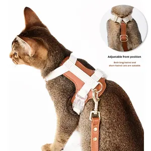 Set di Collare e Guinzaglio in Vera Pelle per Cani e Gatti di Piccola Taglia, Produzione Transfrontaliera, Moda per Tutte le Stagioni - Product Image 2