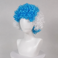 Perruque Afro Frisée Synthétique Couleur Country pour Fans de Sport, Perruque de Clown pour Fête, Vente en Gros