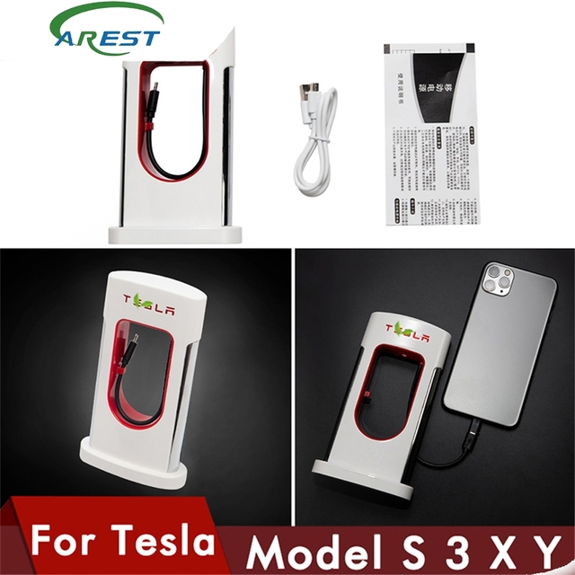 Carest Mobile Charger for Tesla Model 3 Model Y Three S X Mobile Power Phone Smartphone Super Charger Accessories Model3 ModelY