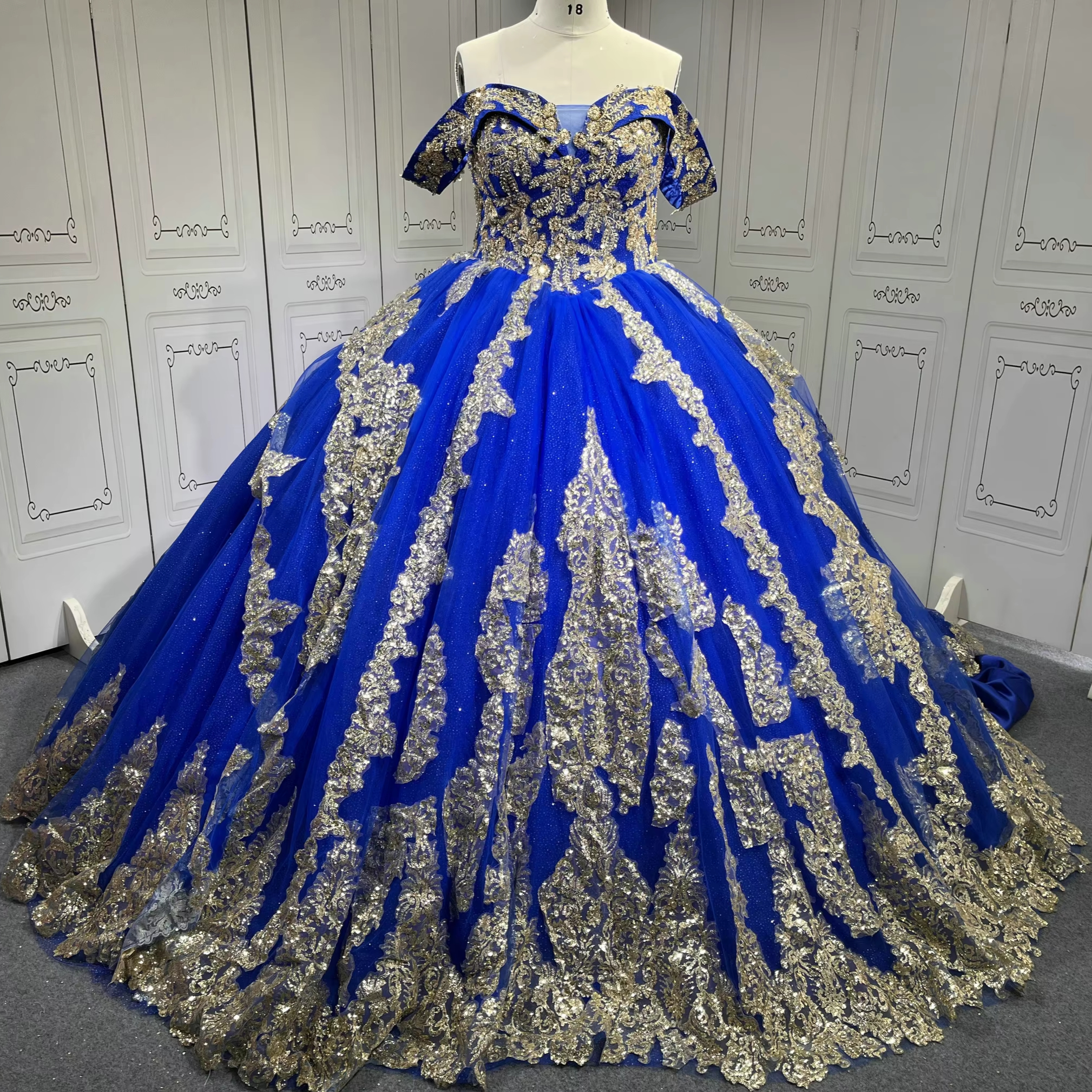 princess royal blue wedding dress Gradient Blue Princess Ball Gown 3D Flower Debut Dress 66698 viniodres –  Viniodress