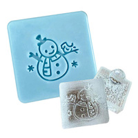Tampon à Savon Acrylique Transparent Motif Clochette Bonhomme de Neige de Noël Early Riser DIY, Tampon Artisanal avec Logo Personnalisé pour Fabrication de Savon et Poignée Incluse