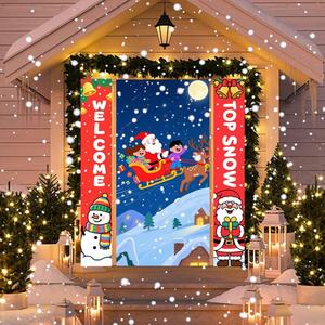 Nouveau Bannière de porte de Noël Père Noël, Couplet de Noël, Décoration de fête, Joyeux Noël, Bonhomme de neige, Rideau de Noël, Ornement du Nouvel An - Product Image 4