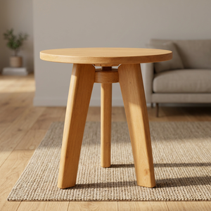 <b>Solid</b> Teak <b>Round</b> <b>Dining</b> <b>Table</b> Six Tapered Hexagonal Legs Scandinavian Modern Durable Eco-Friendly Waterproof 2 Seater Hotel - Product Image 4