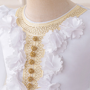 Nuevo vestido de Bata para niñas de Oriente Medio, vestido de princesa con cinta de lentejuelas, falda de manga de burbuja de un año, faldas musulmanas para niños - Product Image 6