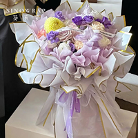 Papier d'emballage pour fleurs SINOWRAP imperméable avec ligne dorée, papier d'emballage pour bouquets floraux