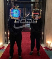 Vente chaude TV Miroir Costume Robot TV Tête Costume Costume Adulte Cosplay Argent Miroir Costume avec Daft Punk Casque