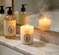 Bougie parfumée vintage style jardin français, pot en verre crème, design moderne, cire de soja, pilier biodégradable, non toxique, pour mariage