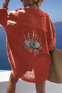 2026 European American Foreign Trade Women's Clothing Spring Summer New Style Lapel Long-Sleeved Cotton <b>Linen</b> Casual Solid Color - Product Image 6