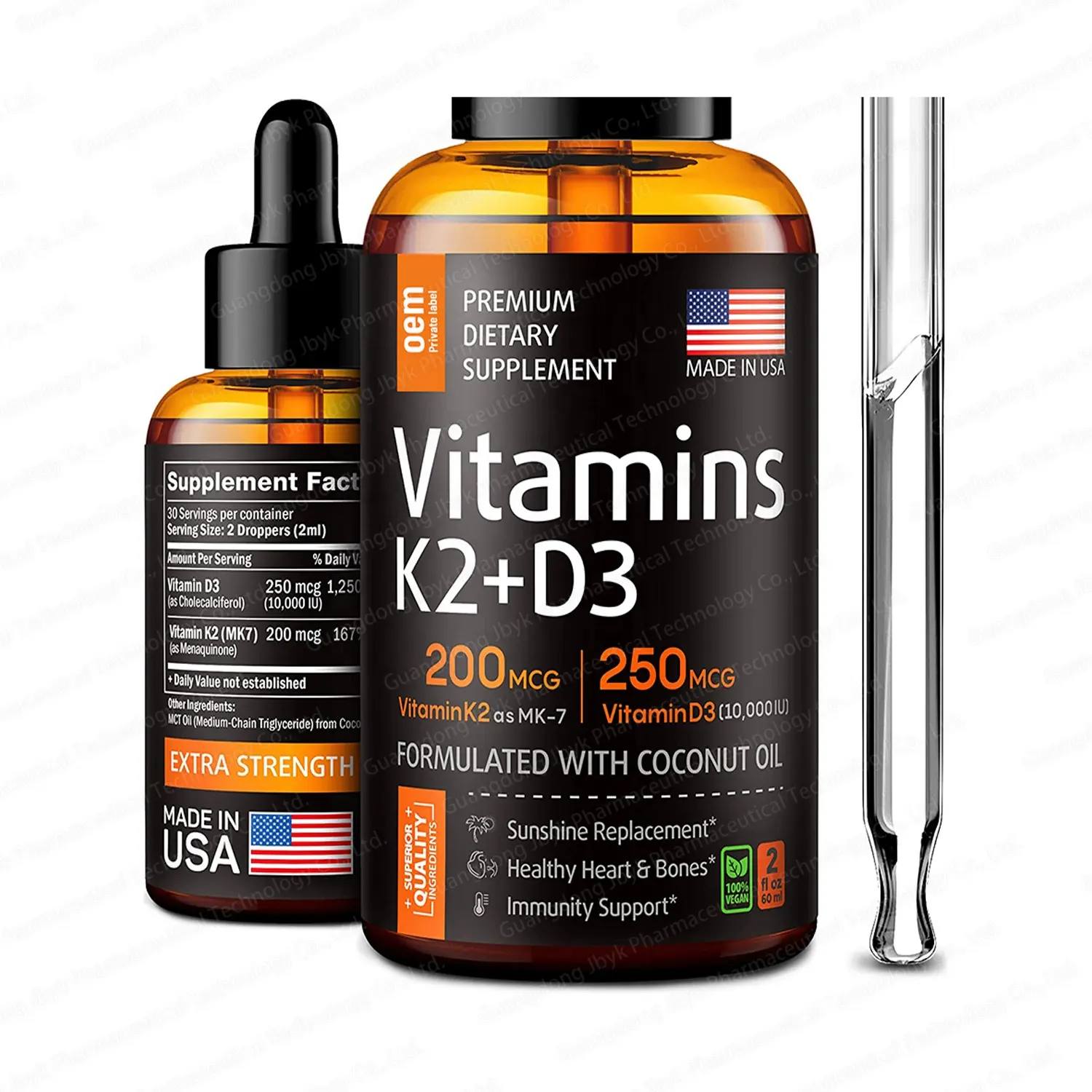 OEM Vitamin D3 & K2 Tropfen Gesundheits wesen Bio Vegan D3 & K2 Tropfen flüssige Knochen Immunsystem und Energie OEM Detox d3 & k2 Vitamin Tropfen