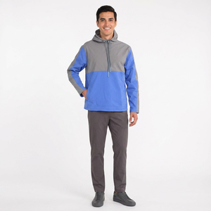 Light <b>Weight</b> 100%Nylon Quarter Zipper Color Block Athletic Sports Windbreaker Jacket for Men - Product Image 1